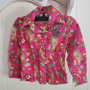 Cruel Girl 2T Western Button down Pink Paisley